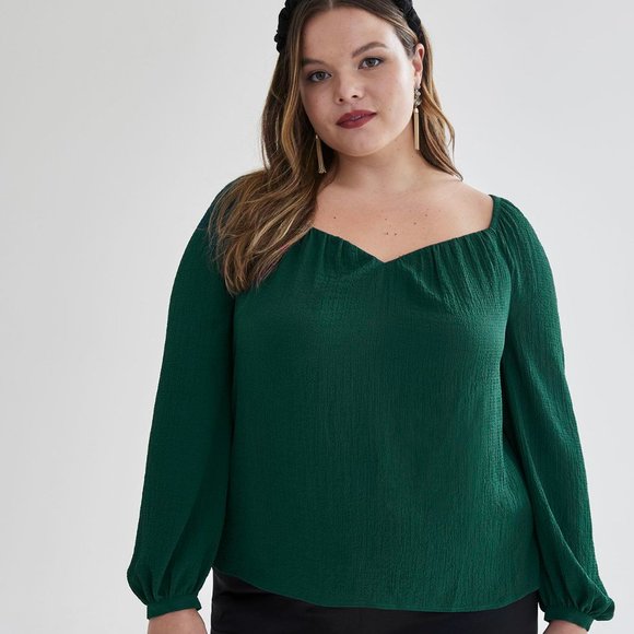 Blouse à manches longues avec encolure en coeur - Picture 5 of 5